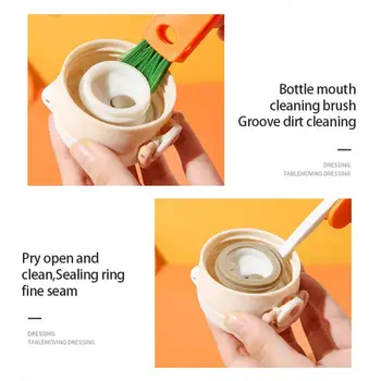 3-in-1 Bardak Kapağı Temizleme Fırçası Havuç Şekli Fırça Bardak Kapağı Süt şişe kapağı yemek kabı Oluk Boşluk Fırça Mutfak Pratik Araçları