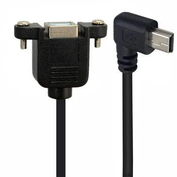 90 Derece Mini USB 5pin Mini USB Erkek USB B Tipi dişi konnektör Kablosu 30cm Panel Montajlı Yazıcı Uzatma Kablosu