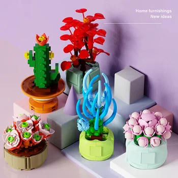 Kör Kutu Yapı taşı Etli Bitkiler Çiçek Oyuncaklar Sürpriz Modeli Süslemeleri Oyuncaklar Çocuklar İçin noel hediyesi